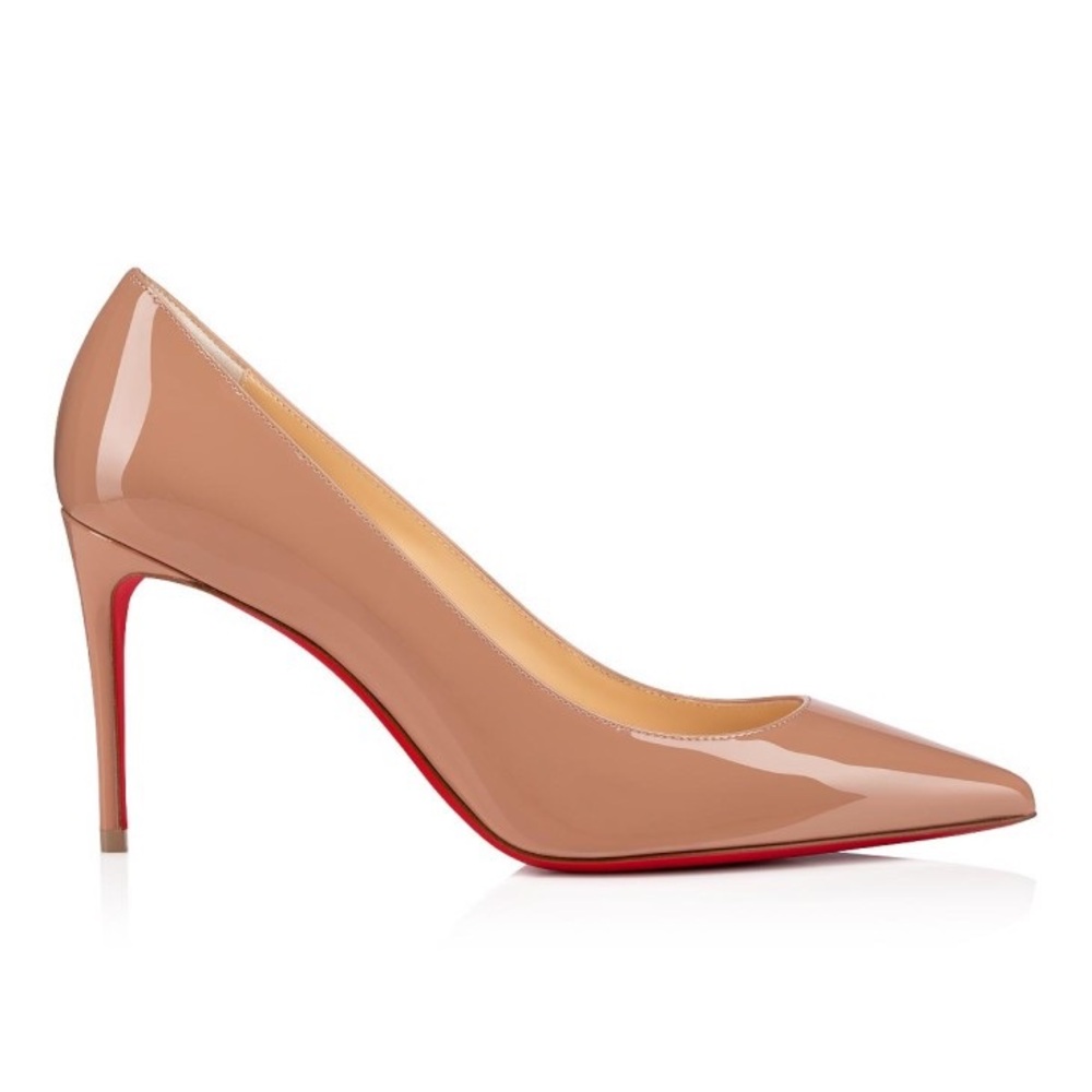 Christian Louboutin Patent Leather Nude Pumps with Red Soles